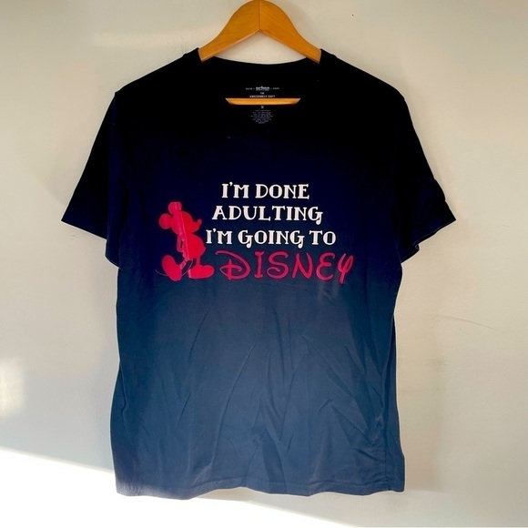 DISNEY Adulting Black Short Sleeve V Neck TShirt - Picture 5 of 10